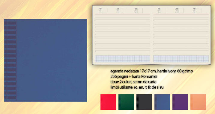 agende patrate cu coperti albastre 17x17cm CUBOBL