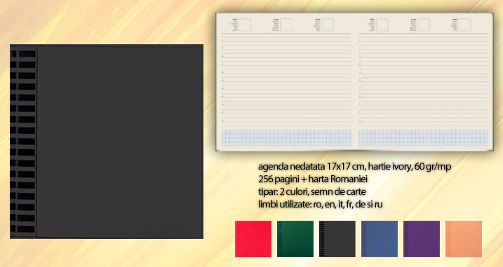 agende patrate cu coperti negre 17x17cm CUBON