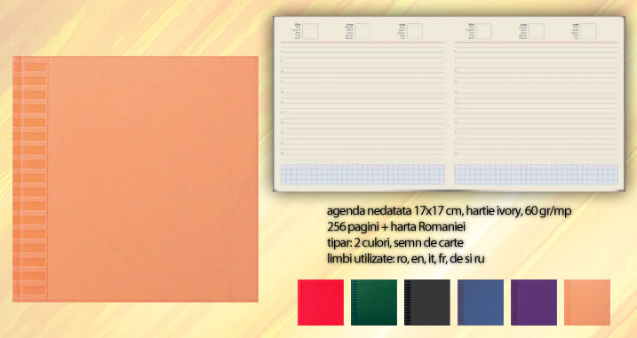 agende patrate cu coperti portocalii 17x17cm CUBOO