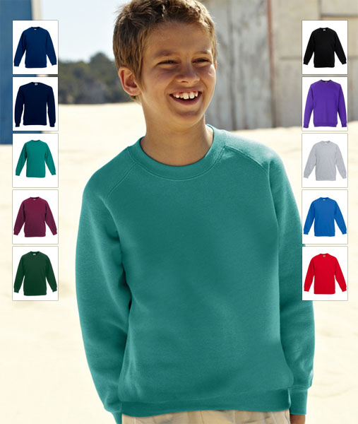 62 039 00 Bluze_promotionale_pentru_copii_colorate Kids Raglan Sweat Fruit of the Loom