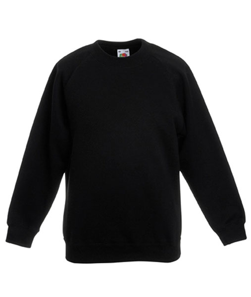 62 039 36 Bluze_promotionale_pentru_copii_negre Kids Raglan Sweat Fruit of the Loom