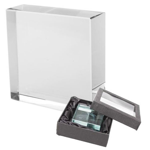 AP869008 Trofee promotionale din sticla  cu forma dreptunghiulara si cutie de cadou cu fereastra transparenta