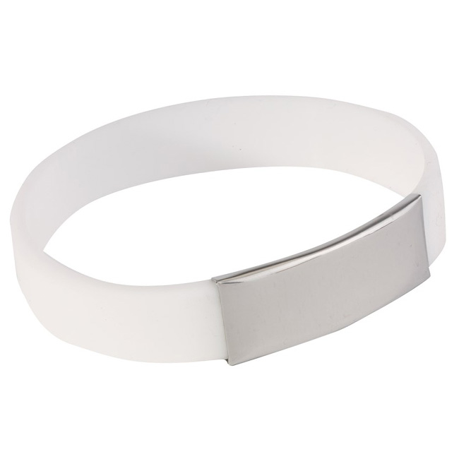 bratari albe din silicon cu placuta metalica 0402370