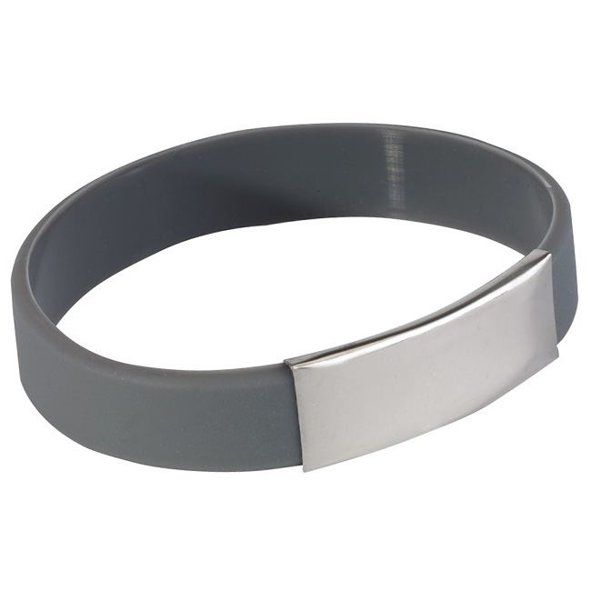 bratari gri din silicon cu placuta metalica 0402372