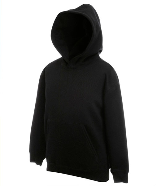 62 037 36 Hanorace de_copii_negre_cu_buzunar_cangur Kids Hooded Sweat Fruit of the Loom