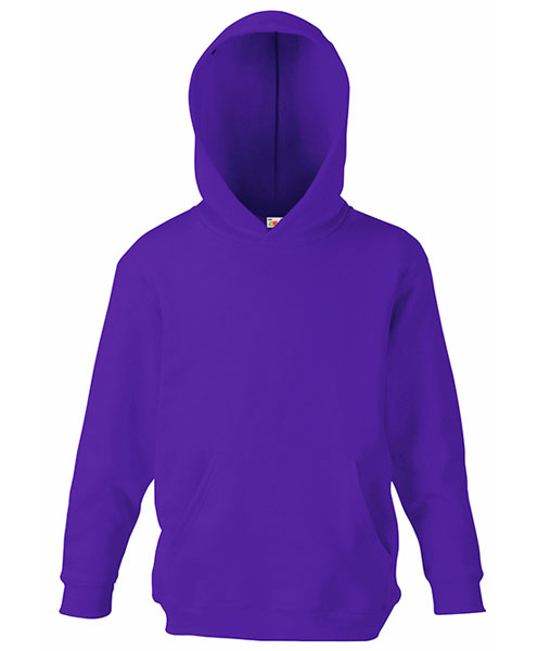 62 037 PE Hanorace de_copii_mov_cu_buzunar_cangur Kids Hooded Sweat Fruit of the Loom