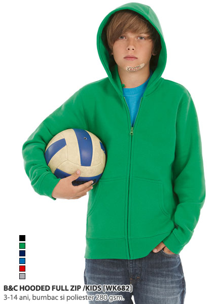 hanorace promotionale de copii cu buzunare mari Hooded Full Zip Kids WK682