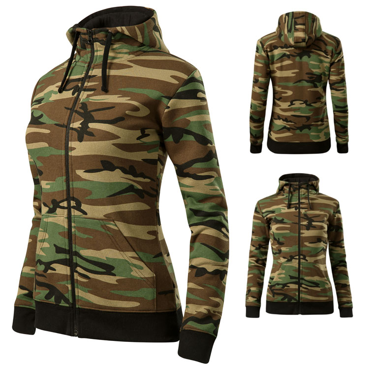 hanorace khaki camuflaj de dama cu gluga ADC20