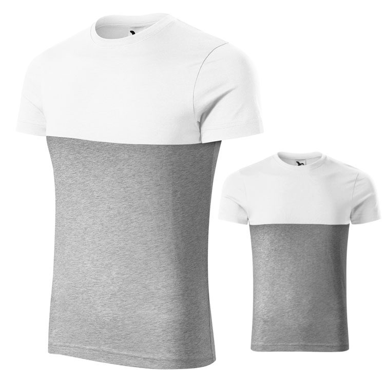 tricou unisex alb gri din bumbac cu maneci scurte si guler rotund AD177