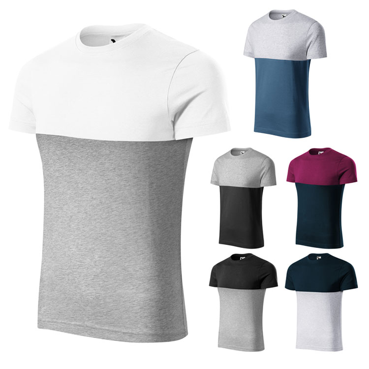 tricou unisex bicolore din bumbac cu maneci scurte si guler rotund AD177