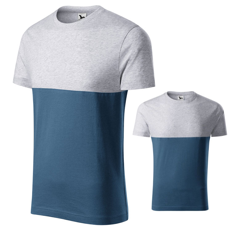 tricou unisex bleumarin gri din bumbac cu maneci scurte si guler rotund AD177