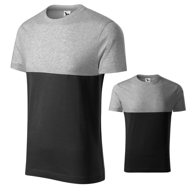 tricou unisex negru gri din bumbac cu maneci scurte si guler rotund AD177