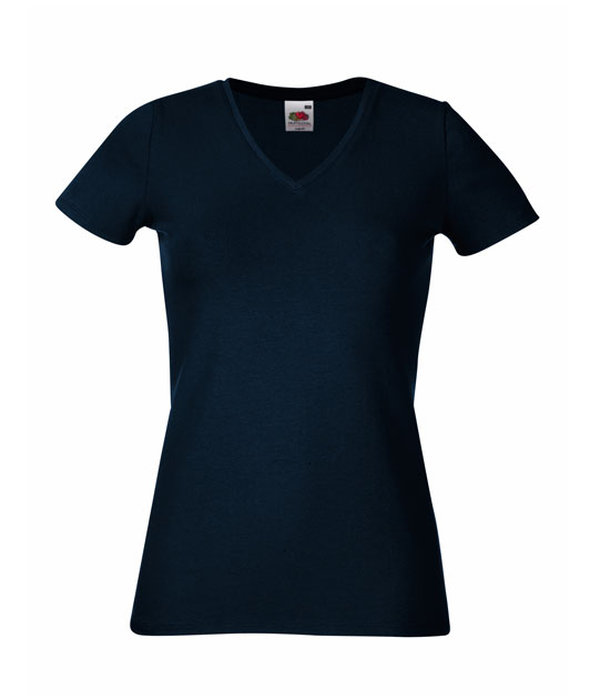 61 382 AZ Tricouri_promotionale_de_dama_cu_guler_V_bleumarin Lady Fit V Neck T Fruit of the Loom