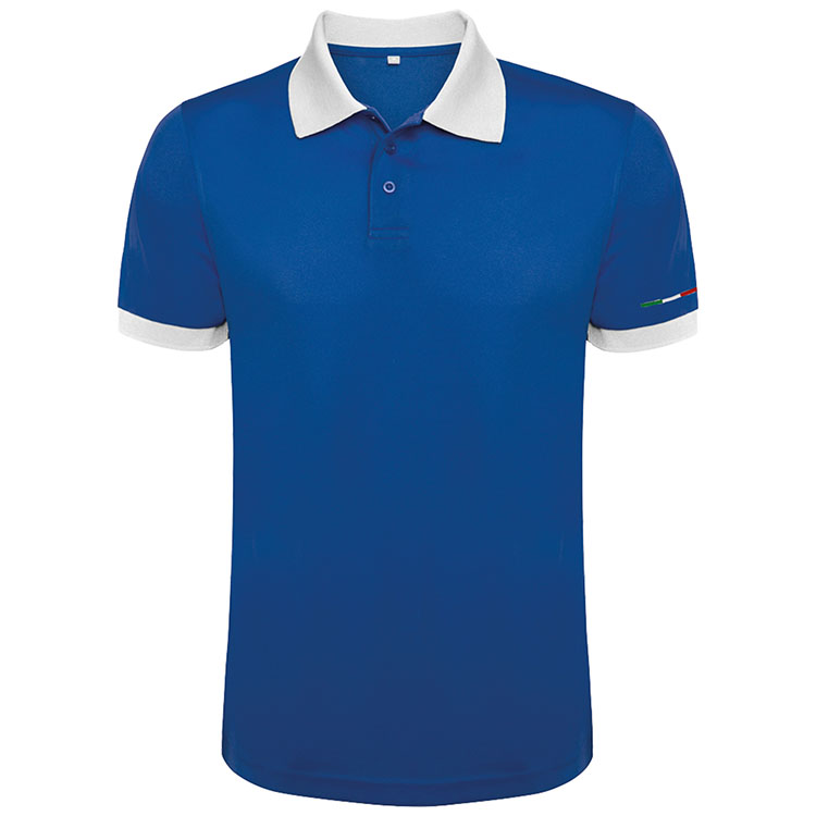 tricouri promotionale barbatesti albastre cu guler polo alb Roly 0445 Country