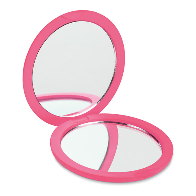 oglinzi promotionale de buzunar din plastic roz MO8767 cu finisari cauciucate 