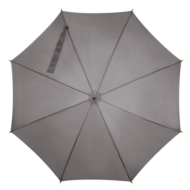 umbrele promotionale gri cu maner din lemn 513107 partenermedia