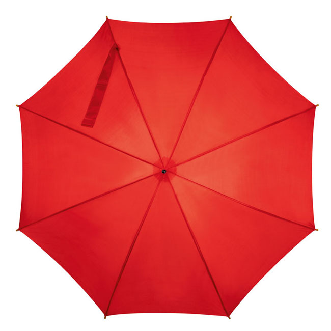 umbrele promotionale rosii cu maner din lemn 513105 partenermedia